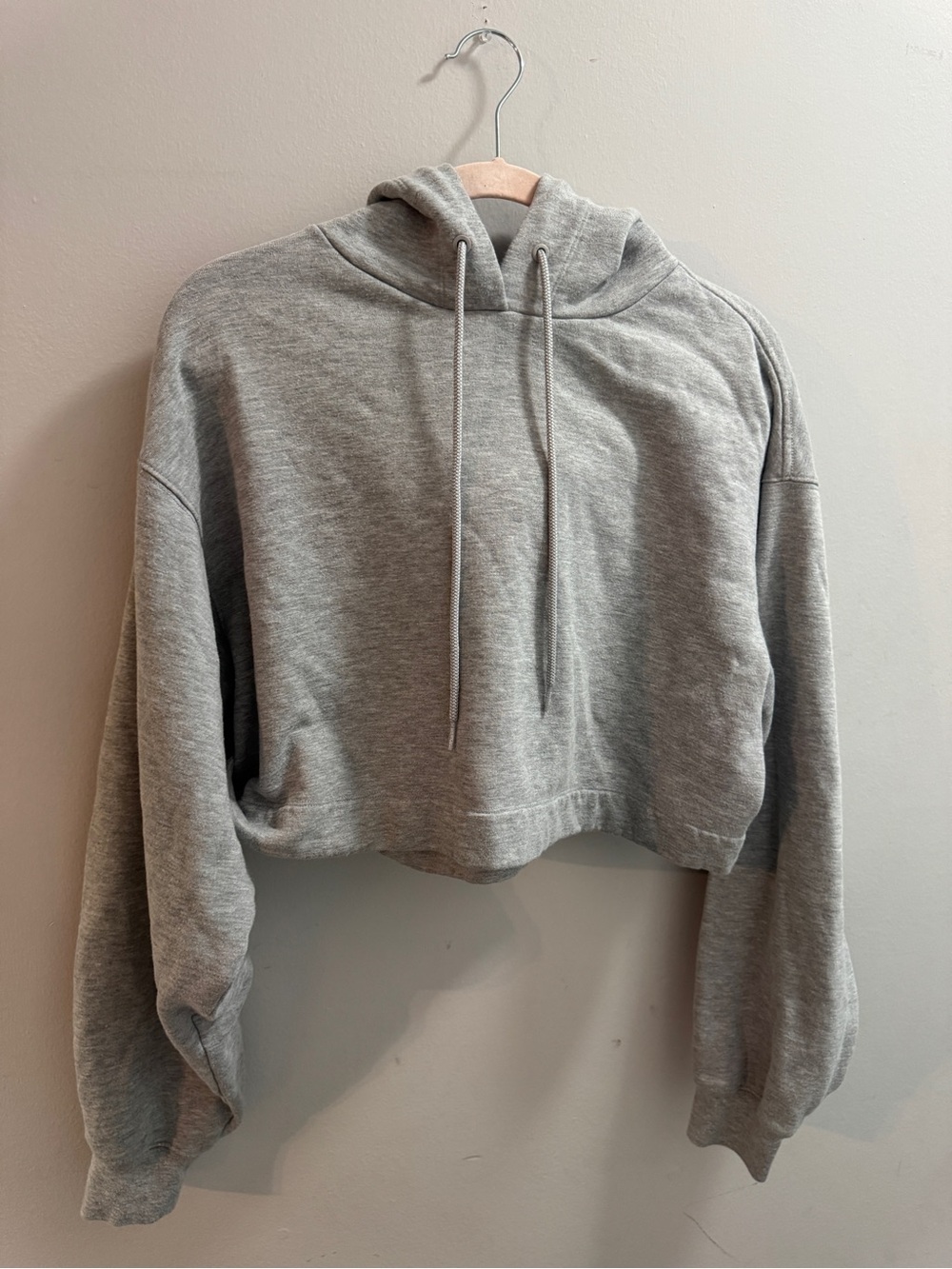 Alo Cropped Gray Hooded Sweatshirt‎ sz S